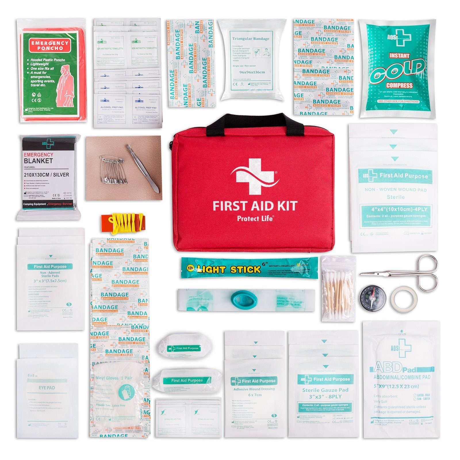 First Aid Kit - 200 Piece - for Car, Home, Travel, Camping, Office or Sports 